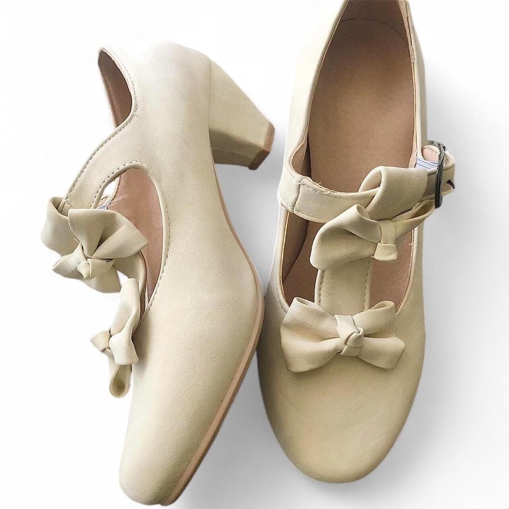 Coquette Romantic Fairy Lolita Bow Kitten Heels Pumps Ballet Ballerina Mary Jane